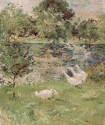 Berthe Morisot The Girl is rowing and goose oil painting picture wholesale